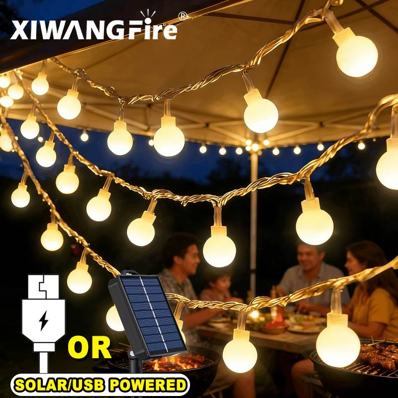 Sustainable Living Architecture - 3-10M ソーラー/USB/バッテリー式ストリングライト、フェアリーグローブボールLED、防水屋外用、クリスマス、結婚式、庭、キャンプ、テントの装飾に