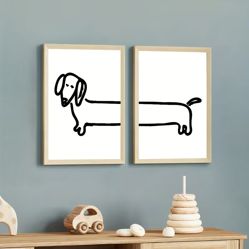 2 個モダンなダックスフント面白い犬ウォールアートプリントキ - Sustainable Living Architecture のレビューと価格