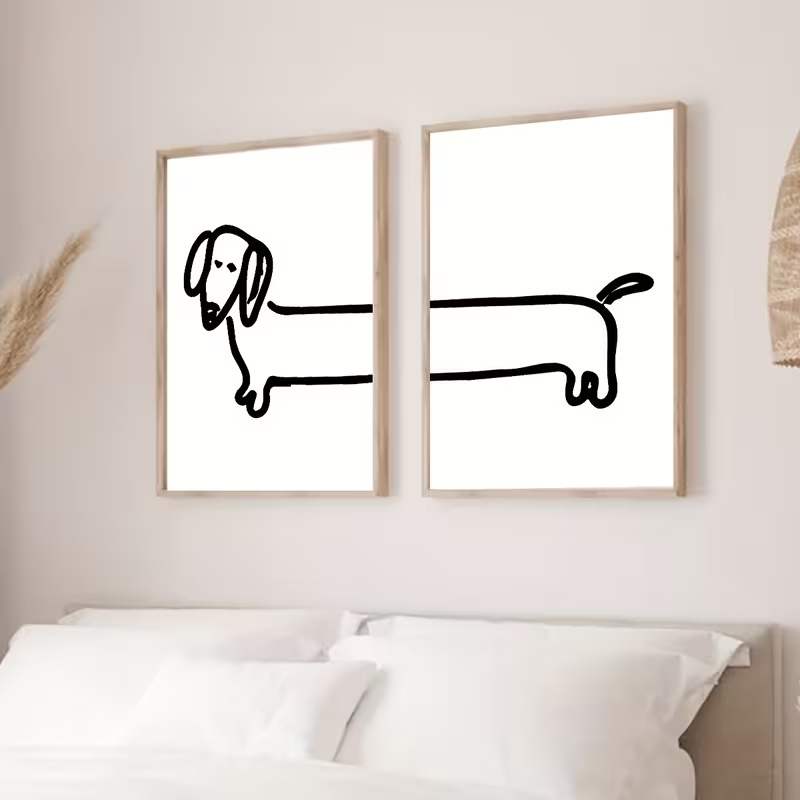 2 個モダンなダックスフント面白い犬ウォールアートプリントキ - Sustainable Living Architecture のレビューと価格